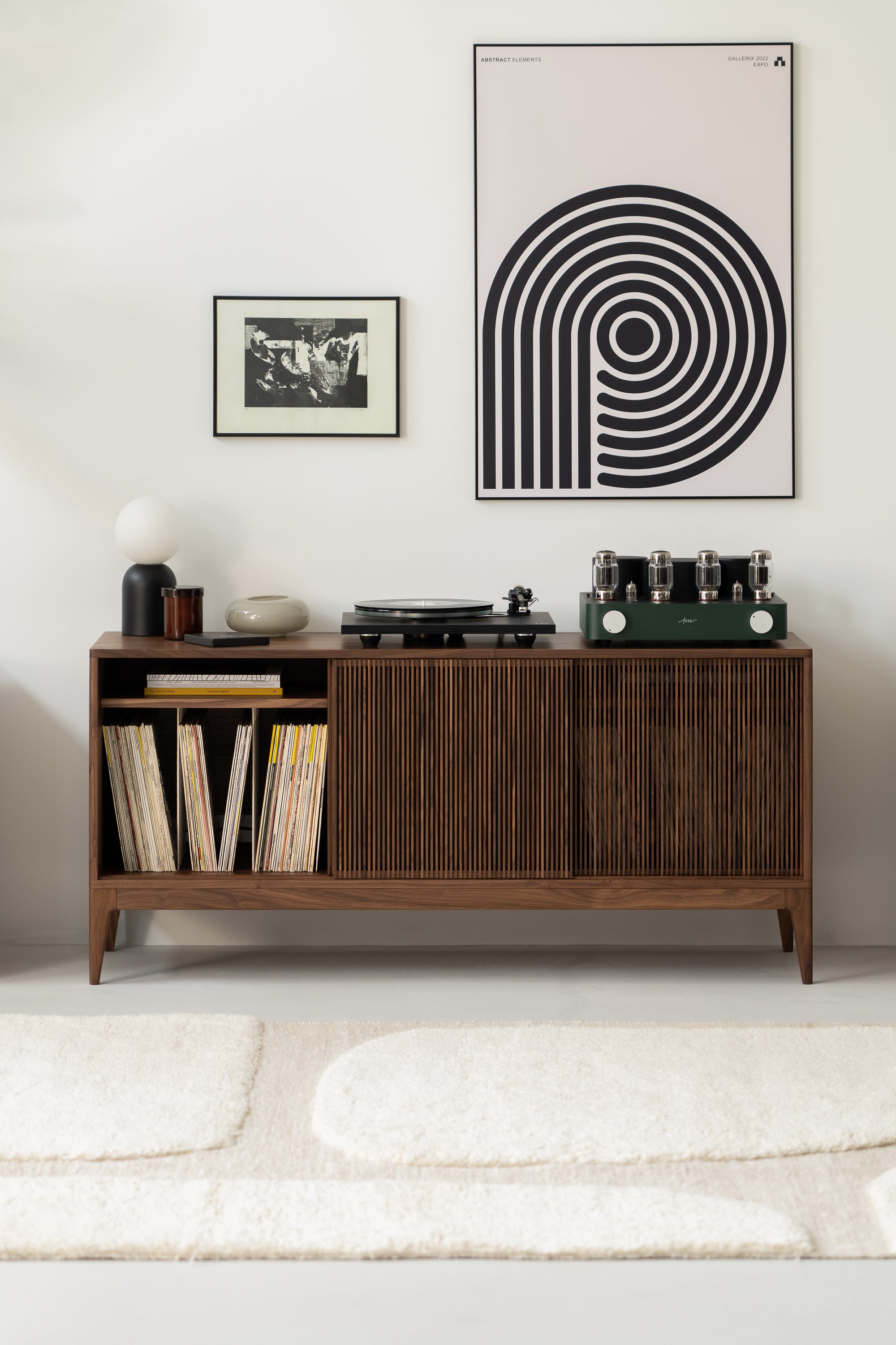 Cabinet for turntable, storage for vinyl albums | TONN 150 - Walnut