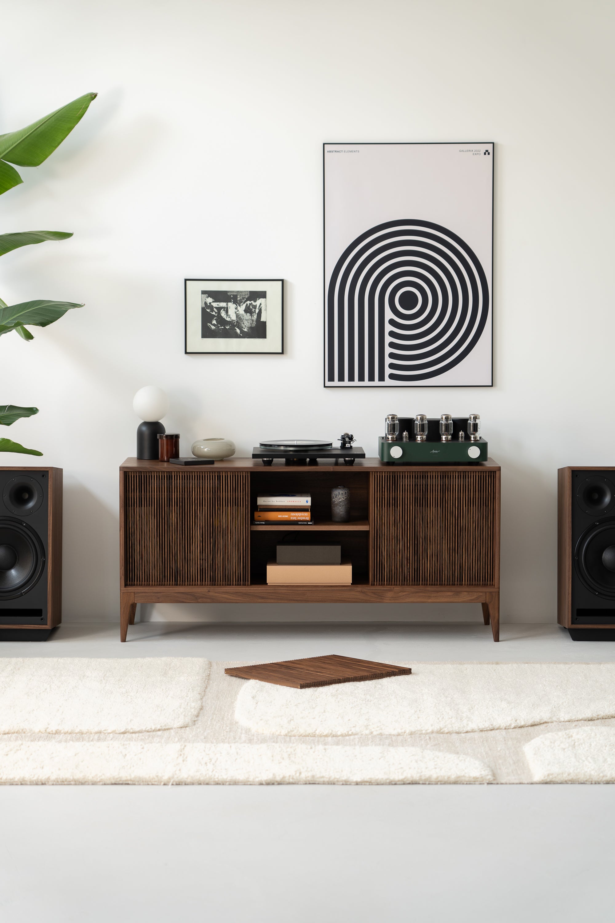 Cabinet for turntable, storage for vinyl albums TONN 150 Walnut